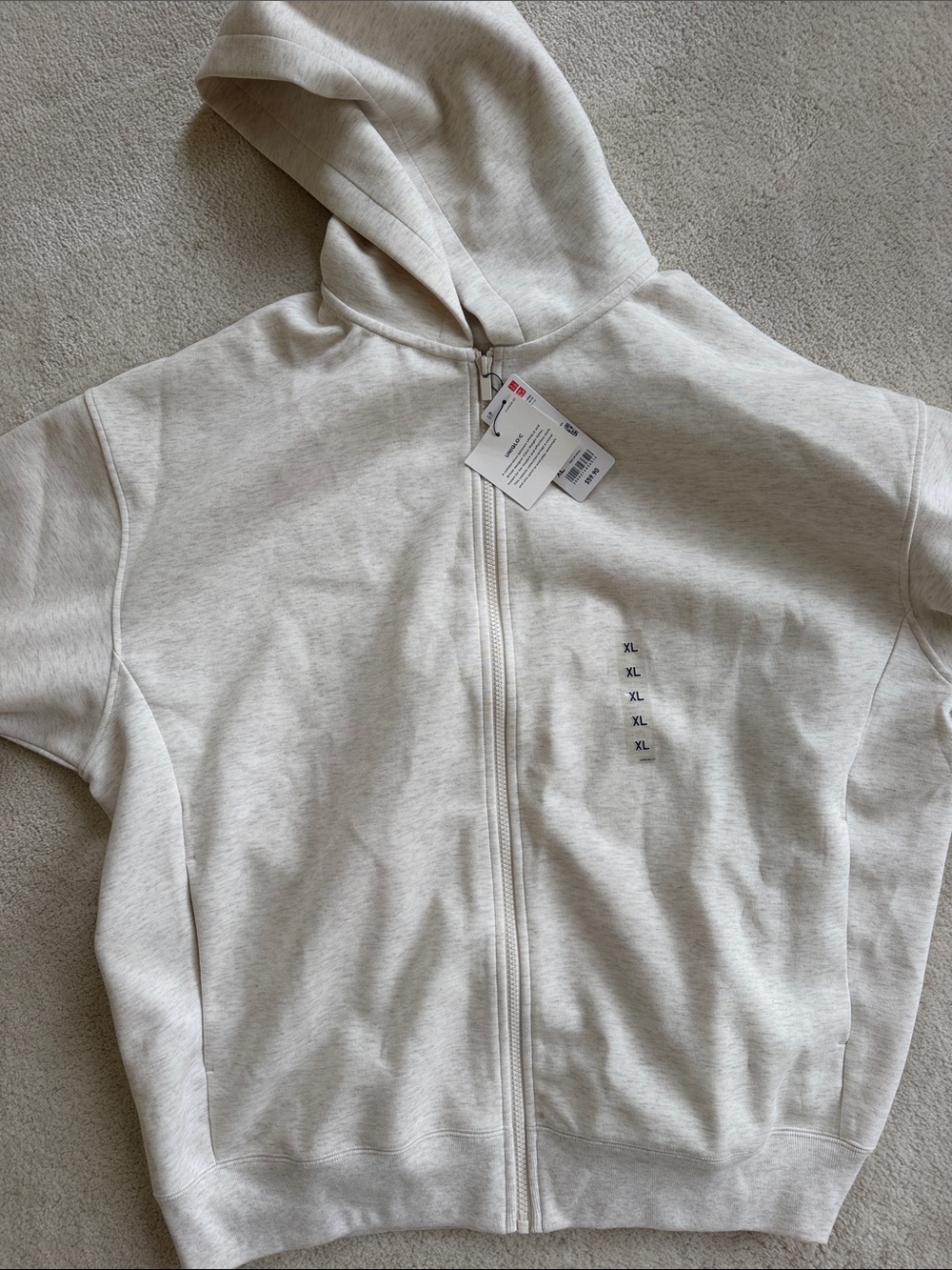 Uniqlo Men's Zip-Up Hoodie in cream